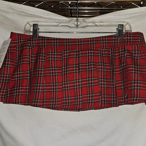 NWT LIP SERVICE XL GREEN PLAID NAUGHT SCHOOL GIRL SKIRT - Picture 14 of 15